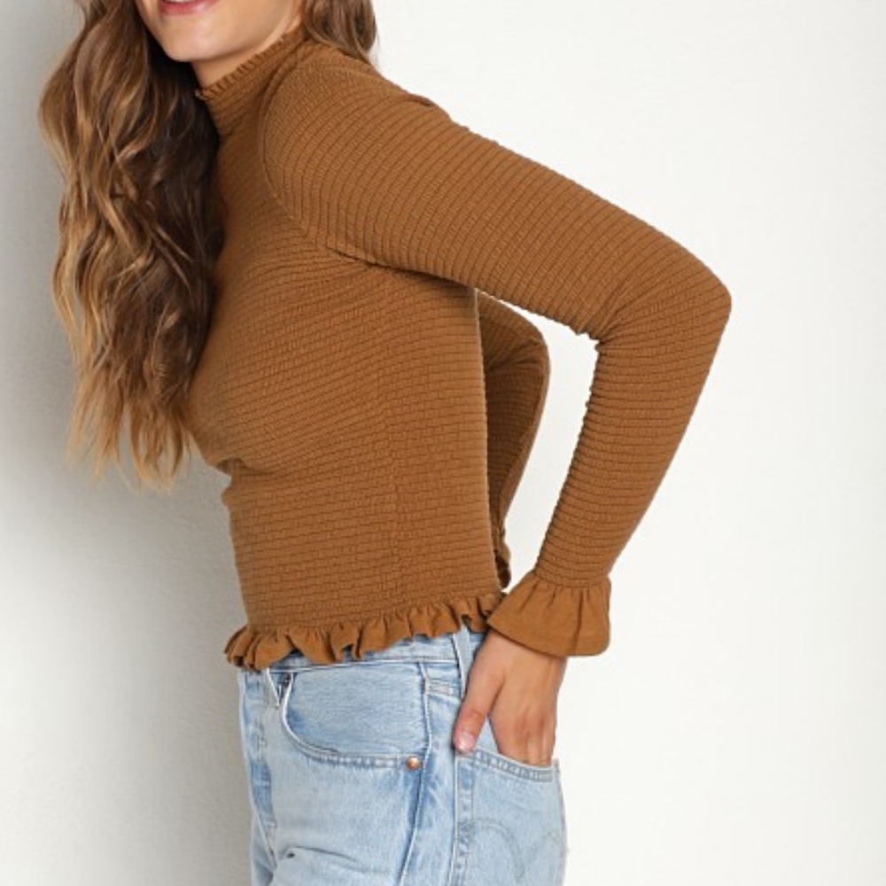 Nation LTD long sleeve Emmy shirt in cocoa, size M